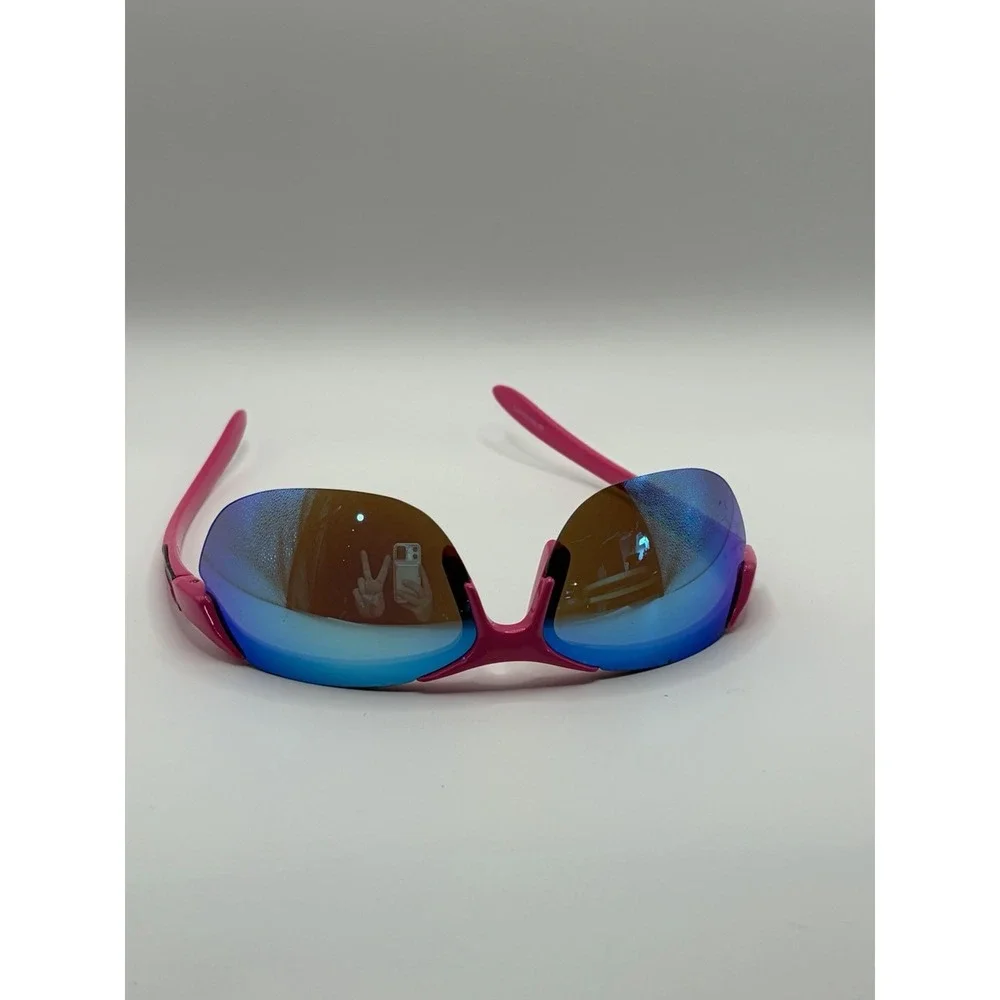 FOSTER GRANT SHAPE AFH 19 SUNGLASSES PINK & BLUE SEMI RIMLESS WRAP STYLE